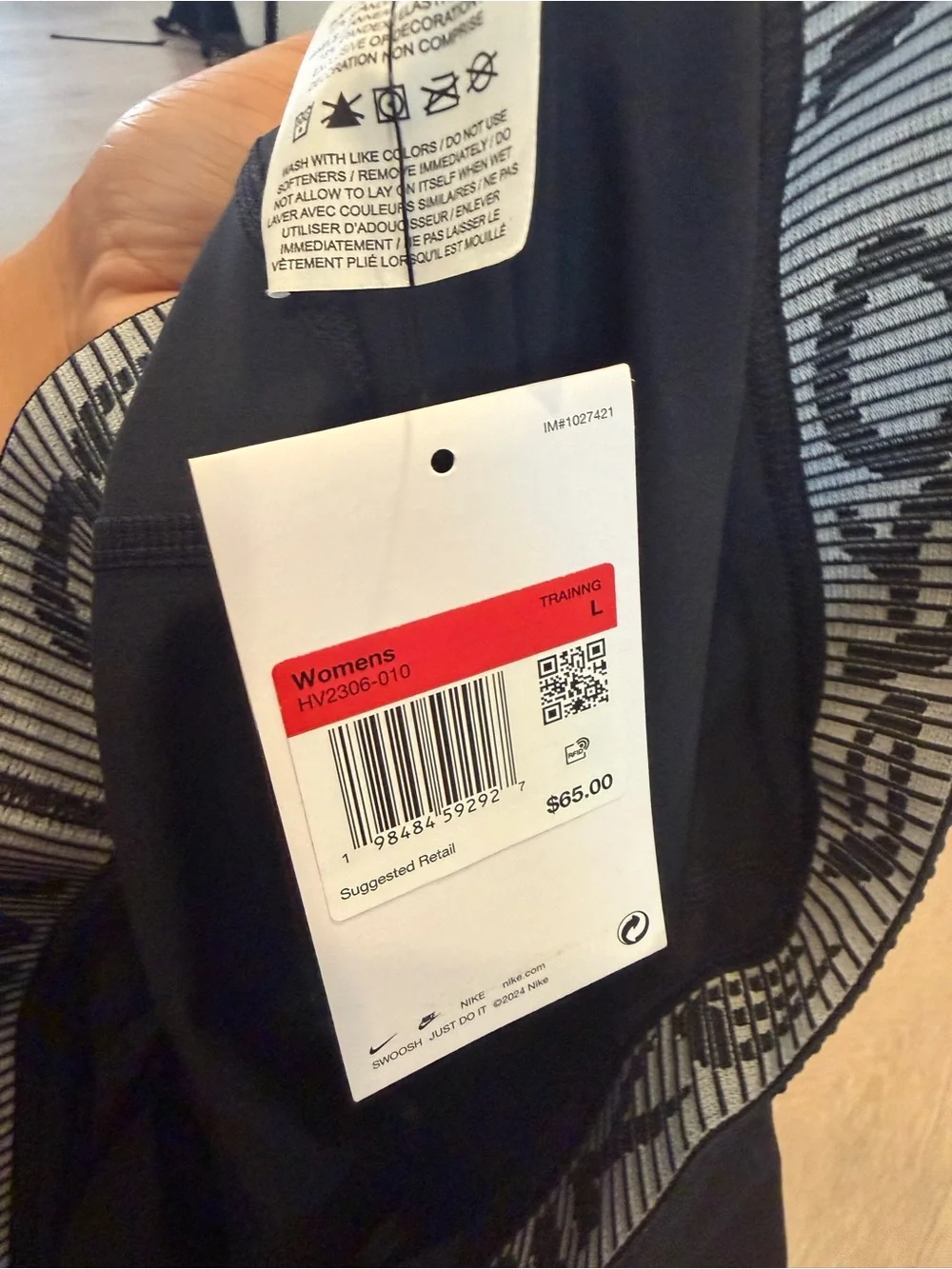 Nike Pro Mid-Rise 7/8 Mesh Panel Black Graphic Leggings HV2306-010 Women's Large